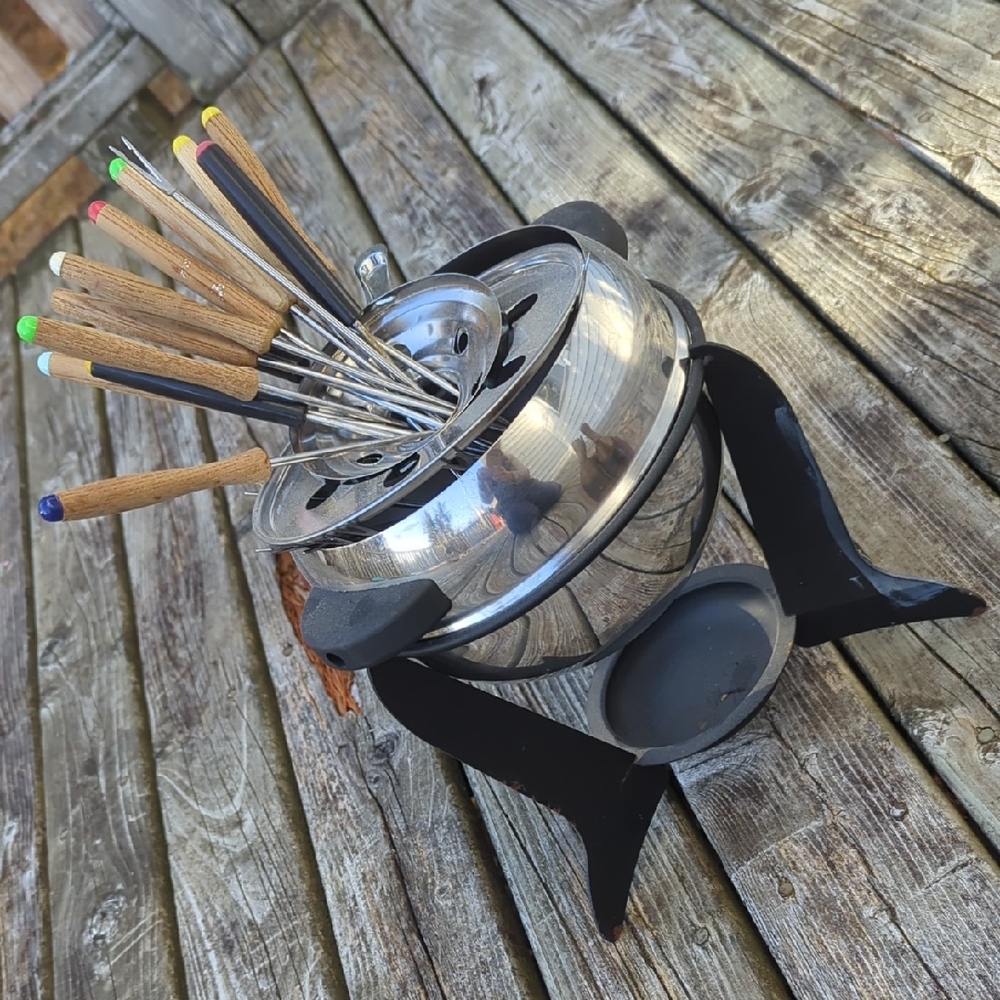 Stainless Steel Fondue Set with Wooden Handles